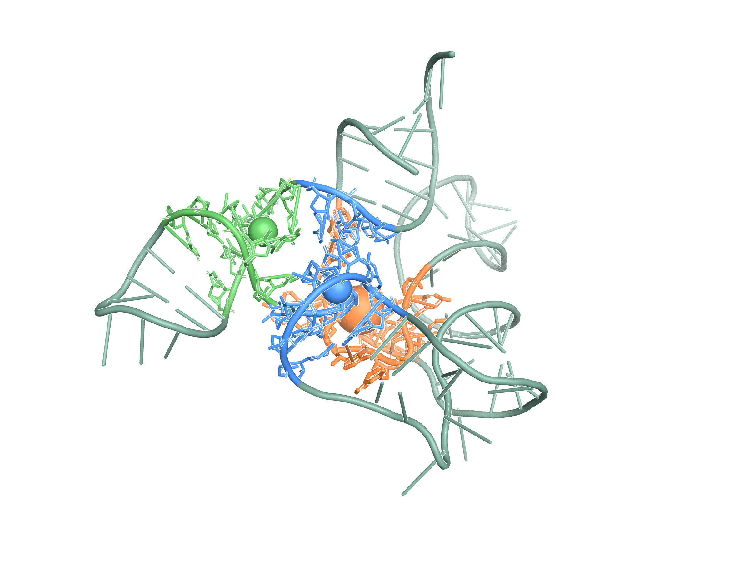 SAM-I riboswitch predicted structure with top-3 candidate pockets highlighted